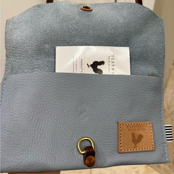 Dusty Blue Leather Envelope Clutch & Crossbody - Meanwhile Back on the Farm - Picture 2 of 11
